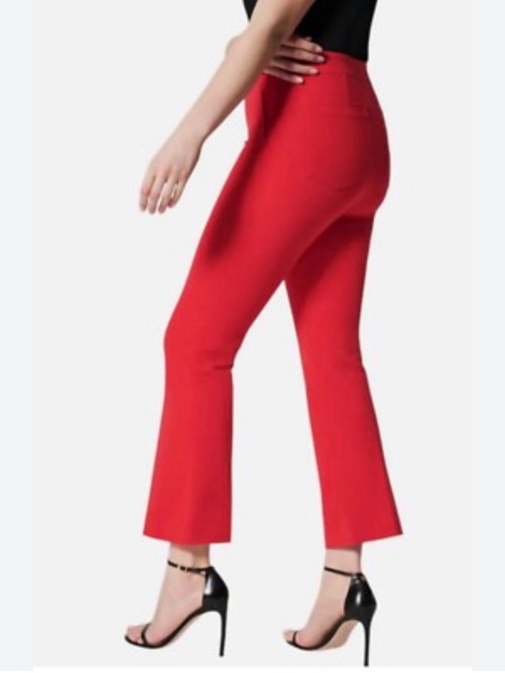 Spanx Red Polished Kick Flare Pants Size L Tall Stretch Flattering Party - Picture 12 of 12